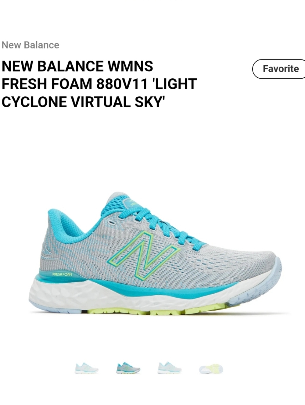 New Balance Women's Fresh Foam 880v11 in the 'Light Cyclone' and 'Virtual Sky' 